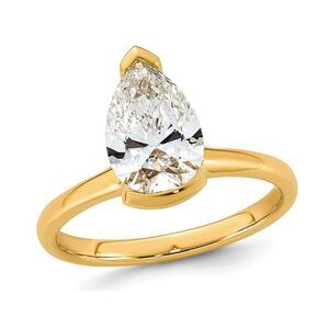 2.00 Carat (ctw VS,F) Certified Lab-Grown Pear Diamond Solitaire Engagement 14K